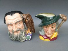 Two Royal Doulton character jugs Merlin D6529 and Pied Piper D6403