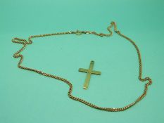 A 9ct gold chain and 9ct gold cross pendant, weight 8.