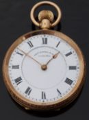 Thomas Russell & Son of Liverpool 18ct gold keyless winding pocket watch with Romann numerals,