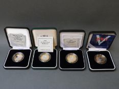 Four cased and certificated silver Piedfort £2 coins to include Marconi,