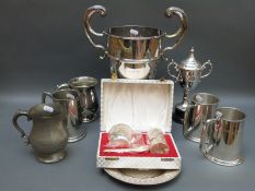 A collection of silver plated trophies etc to include a large example for 'Best Ram' Glam & Mon