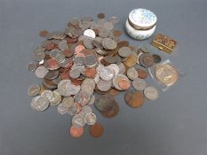 A small collection of coins and medallions, George III onwards includes Victorian farthing,