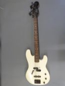 Axe electric bass guitar in ivory coloured finish fitted with USA Dimarzio pickups