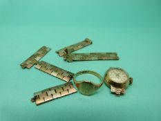 A 9ct gold ring together with a Bouchier-Giroud ladies wristwatch with tri-colour bracelet, 21g.
