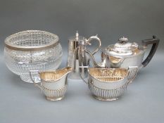 A silver plated three piece teaset,