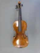 A 20thC violin with two piece 36cm flame back