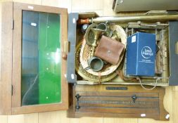 A Riley snooker scoreboard, table top display cabinet,