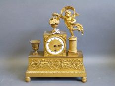 Late 19th Century French figural timepiece in classical style with cherubs and urns,
