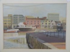 John F Collins (Bristol Savages) watercolour of Redcliff Wharf 1990,