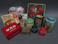 A quantity of vintage tins to include Jacobs Biscuits with embossed decoration of butterflies,