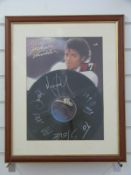 WITHDRAWN A 1998 signed and dated Michael Jackson Thriller LP dedicated to 'Steve' in framed