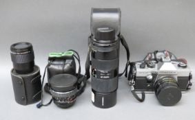 Praktica MTL 50 SLR camera, Tamron 70-210mm lends and Kestrel 1:2.