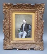 Victorian portrait miniature on ivory in gilt wood frame of Thomas Wilson Collet 1814-1878 (label