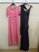 Two evening dresses/ball gowns formerly the property of Barbara Cartland,