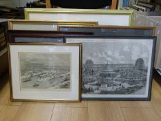 A quantity of Industrial Revolution interest prints including Saltaire, International Exhibition,