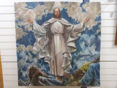 Oil on board Jesus ascending into heaven signed lower right A Halnon after O'Connell,