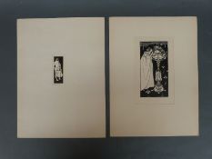 Aubrey Beardsley (1872-1898) a group of mounted vellum prints, including Pierrot, book cover design,