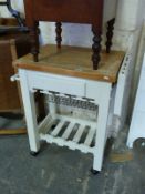 A painted butcher's block,