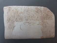 A letter on vellum, probably in French, appears to refer to those who are privileged,