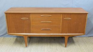 A retro G Plan style sideboard with two cupboards and three drawers (H75 x W152 x D45cm)