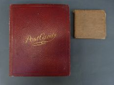 An Edwardian postcard album, colour and black and white, includes butterflies, African natives,