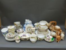 An Aynsley clock in the Wild Tudor pattern, vintage Royal Albert teaware,