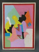 Albert Gleizes (1881-1953) gouache or similar on paper cubist figure kneeling,