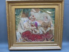 A 19thC hand embroidered tapestry depicting Jacob blessing Ephraim,