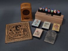 Lewis Carroll Looking Glass printing plate, miniature Alice puzzles,