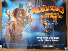 Four Cinema advertising children film posters to include 'Madagascar 3', 'Fantastic Mr Fox',