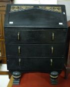 A bureau with three drawers,