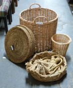 A large wicker log basket, diameter 55cm,