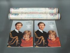 A collection of Princess Diana memorabilia including postcards, booklets, supplements,