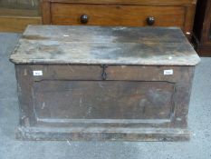 A 19thC pine panelled trunk (H43 x W85 x D48cm)