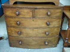 A 19thC mahogany bow fronted chest of drawers (H92 x W107 x D54cm)
