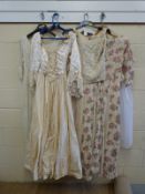Six in sizes small and medium dresses/gowns, an underskirt,