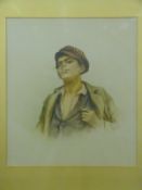 Indian School watercolour of a young man smoking, signed lower right possibly Romulu J,