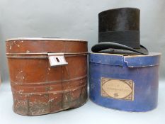 A vintage ladies riding hat with outer cardboard case with label for Coop and Co Wigan,