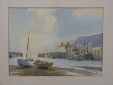 Don Micklethwaite watercolour harbour scene,