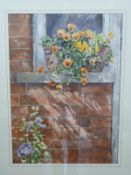 Annette Kane watercolour 'Hot Sun, Warm Bricks', label verso,