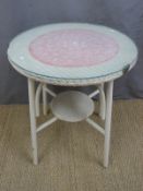 A retro Lloyd Loom style table with glazed top