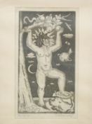 Joza Belhorsky signed etching 'The Way Up' nude by a tree,