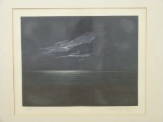 Possibly Michael Fairchild, limited edition print, signed moonlit seascape,