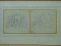 Attributed to Daniel Maclise RA (1806-1870) two pencil drawings in one frame after the death of the