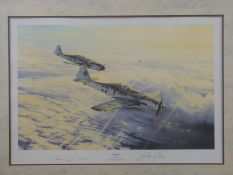 Robert Taylor signed print 'Swansong' limited edition 828/250, signed by German ace Gunther Rall,