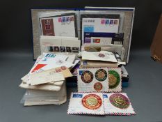 A box of all world stamp albums, GB mint blocks and part sheets,