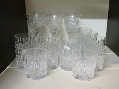 A set of 12 Stuart Crystal cut glass whisky tumblers in two sizes together with a similar set of