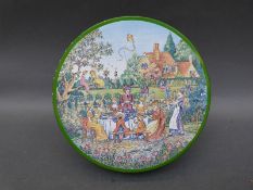 Kate Greenaway Huntley & Palmers 'risqué' biscuit tin (1980) illustrated in the style of Greenaway