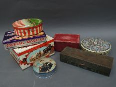 A collection of Huntley and Palmers biscuit tins to include assorted cocktail biscuit tin,