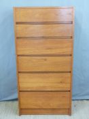 A retro G Plan style chest of six straight drawers (H122 x W61 x D31cm)